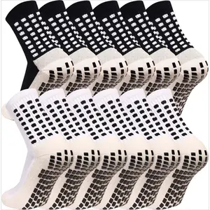Men's Grip Soccer Socks Anti Slip Athletic Socks Non Slip Football Basketball Socks with Grip Pads2/4/6