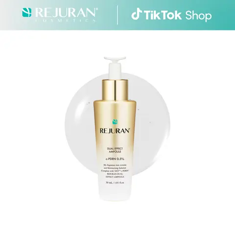 REJURAN Dual Effect Ampoule, DOT DUAL c-PDRN - Rejuvenating Face Serum for Radient Glass Skin, Wrinkle and Fine Line Treatment, Firming, and Deep Hydration, Korean Skincare (1.01 fl oz)