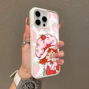 Magnetic Compatible Case for iPhone 17 16 E Pro Max 15 Plus 14 13 12 11 XS XR, Strawberry Girl Illustration Aesthetic Print | Shockproof, Silicone, Lightweight, Scratch Resistant, and Trendy Protection