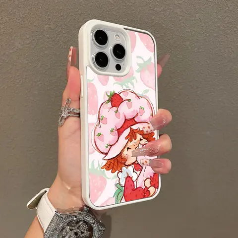 Magnetic Silicone Smartphone Case for iPhone 17,16 E Pro Max,15 Plus,14,13,12,11,XS,XR - Strawberry Girl Aesthetic Print, Anti-Drop, Scratch-Resistant, Durable TPU Mobile Phone Accessories, Lightweight