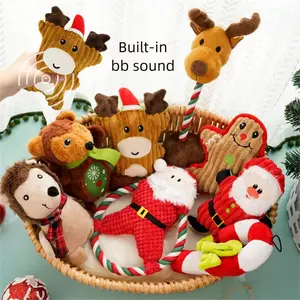 Pet Christmas Toys Cat and Dog Sound Resistant to Bite and Grind Teeth to Relieve Boredom Plush Toys with Built-in bb sound for Dogs and Cats
