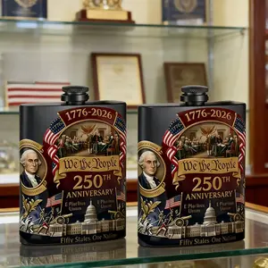 Patriotic Whiskey Flask for Us 250th Anniversary Celebration, Commemorative We the People Flask, Perfect Gift for Independence Day