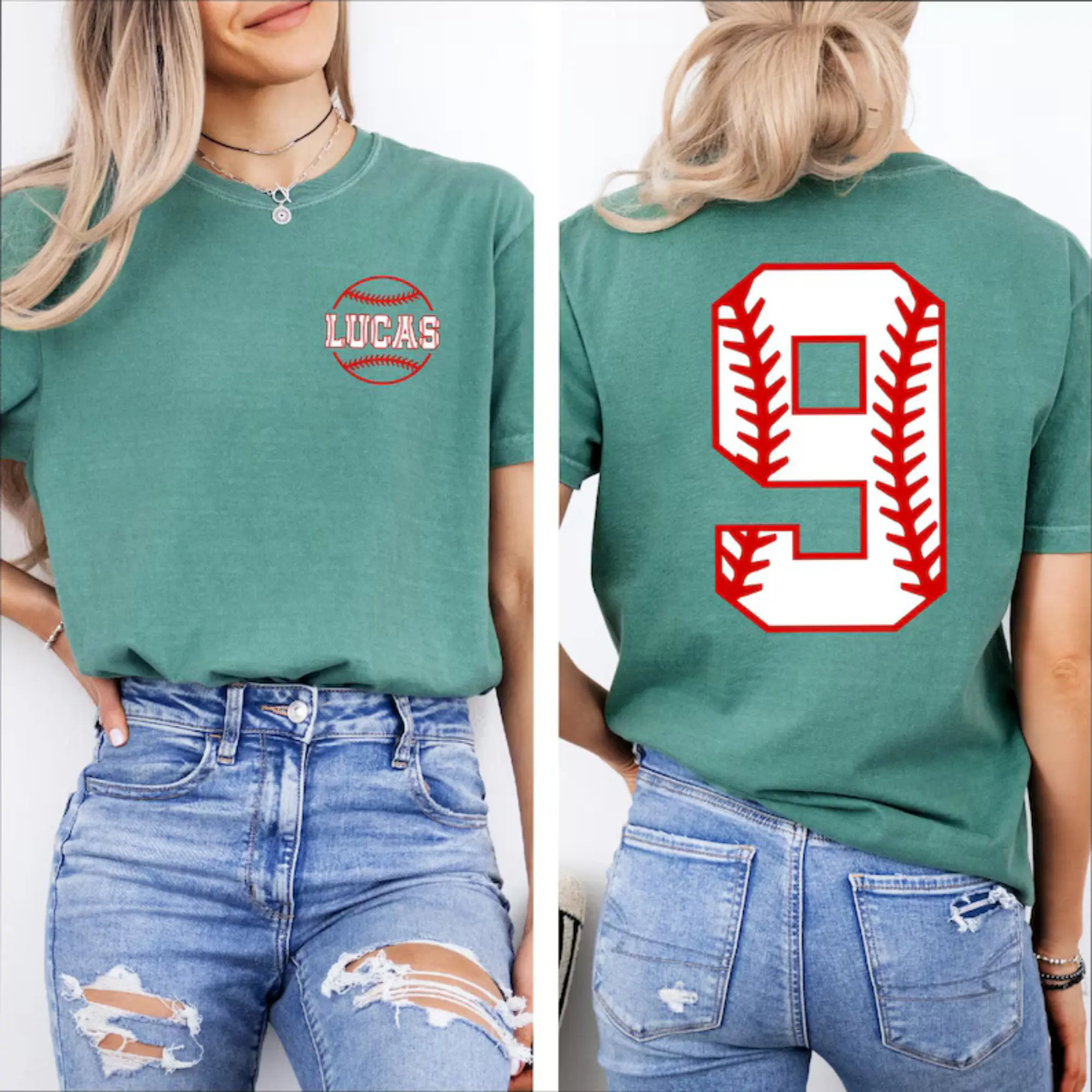 Women's Comfort Colors Fitted Short-Sleeve Baseball Mom T-Shirt - Custom Name, Custom Number, Everyday Lady Tshirt