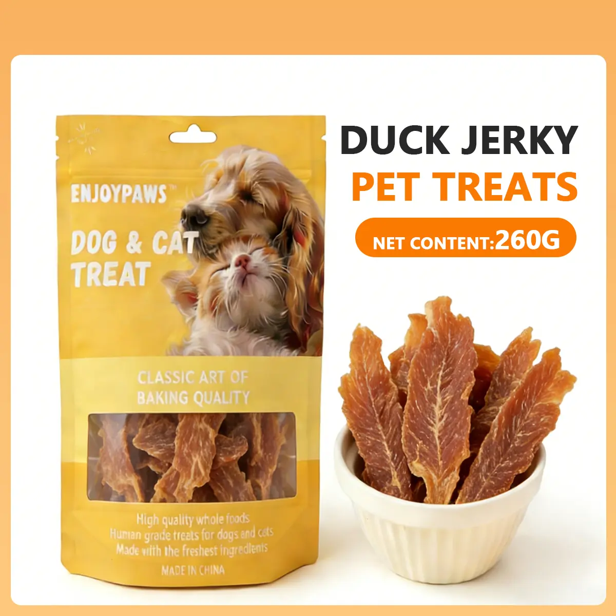 Air-Dried Duck & Chicken Jerky Dog Treats, Chew Snacks for Puppy Training Rewards, 260G Classic Baking Quality Treats, Puppy Training Treats