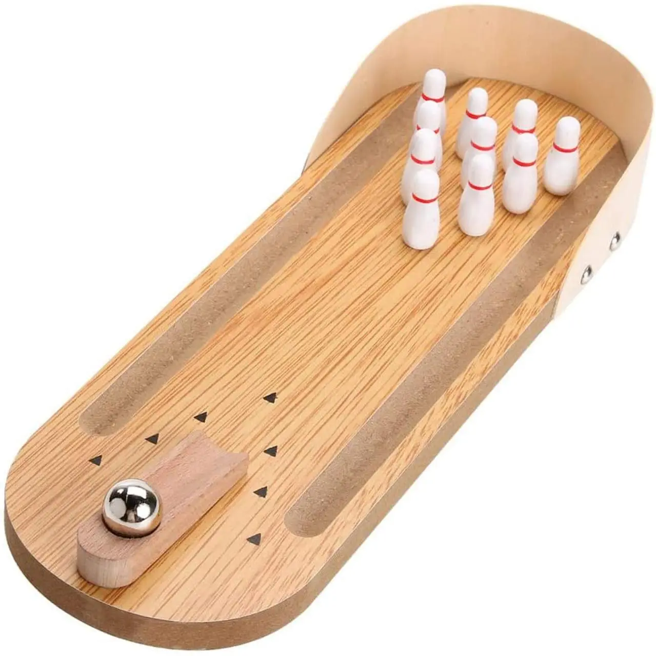 Desktop Mini Bowling Alley Set - Natural Wood Fiberboard 10-Pin Game Kit, Unisex Stress Relief Finger Toy, Hand-Eye Coordination Tool, Holiday Gift for Friends, Improves Birds Intelligence