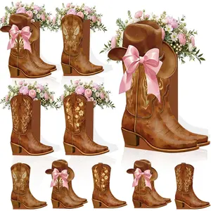 15 Set Western Cowboy Boots Party Decorations - Flower Boxes Table Centerpiece Vase Decor for Cowgirl Birthday Baby Shower Wedding Supplies