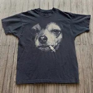 Dog Smoke Black T-Shirt, Y2k Shirt, Animal Tee, Gifts Shirt, Unisex Vintage Graphic Tees Gothic Grunge Y2k Emo Scene Amity Affliction Style Clothes Men Women Streetwear