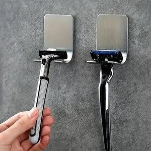 Vintage Razor Stand, Stainless Steel, No Drilling, Wall-Mounted, Bathroom & Living Room Use, Space-Saving, Durable, Easy Installation