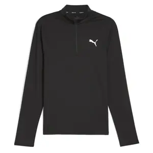 PUMA Mens Run Cloudspun Logo Quarter Zip Turtleneck Sweatshirt Casual - Black
