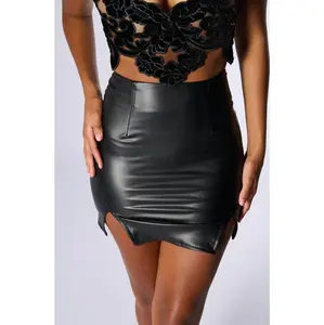 EVERYBODY BUT US FAUX LEATHER MINI SKIRT WITH 4 WAY STRETCH