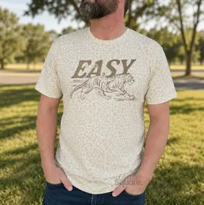 Vintage Cheetah Crewneck Easy Tiger Shirt, Distressed Tiger Cheetah Tee for Men Women