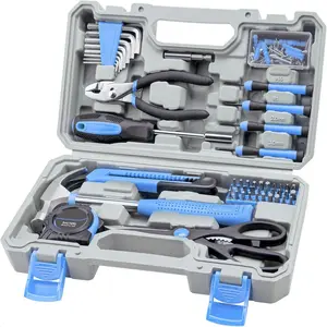 Home Tool Set Kit, Basic Household Hand Tools with Storage Case Light Blue