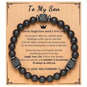 Exquisite Black Beads Bracelet, Inspirational Birthday Christmas Gift For Son, "Believe In Yourself You Are The Best"
