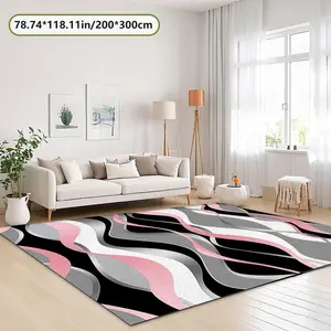 Velvet with Curve Print, Holiday Decor Carpet, Household Decorative Rug for Hallway Living Room Bedroom Door Mat Indoor Outdoor Use