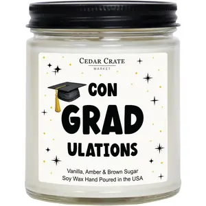 Cedar Crate Market - ConGRADulations - Funny Graduation Gifts & Decorations for Her, Him, Men, Women - High School, College, PhD, Masters Degree Gifts - 9oz Soy Candle