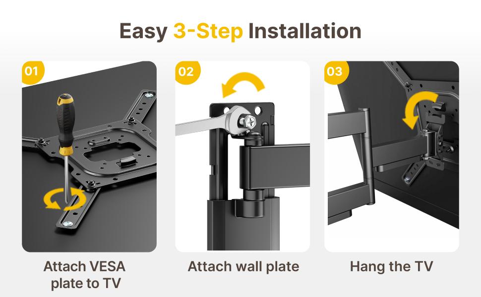 monTEK Adjustable Full Motion TV Wall Mount - 13-120 in Flat & Curved TVs, Living Room Modern Articulated Arm Bracket, Max VESA 900x600mm, 265 lbs Max Load, Easy Install, Swivel-Tilt