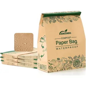 Compostable Leakproof Waterproof Kitchen Food Waste Paper Bag 30 Count BPI Certified Bin Liner
