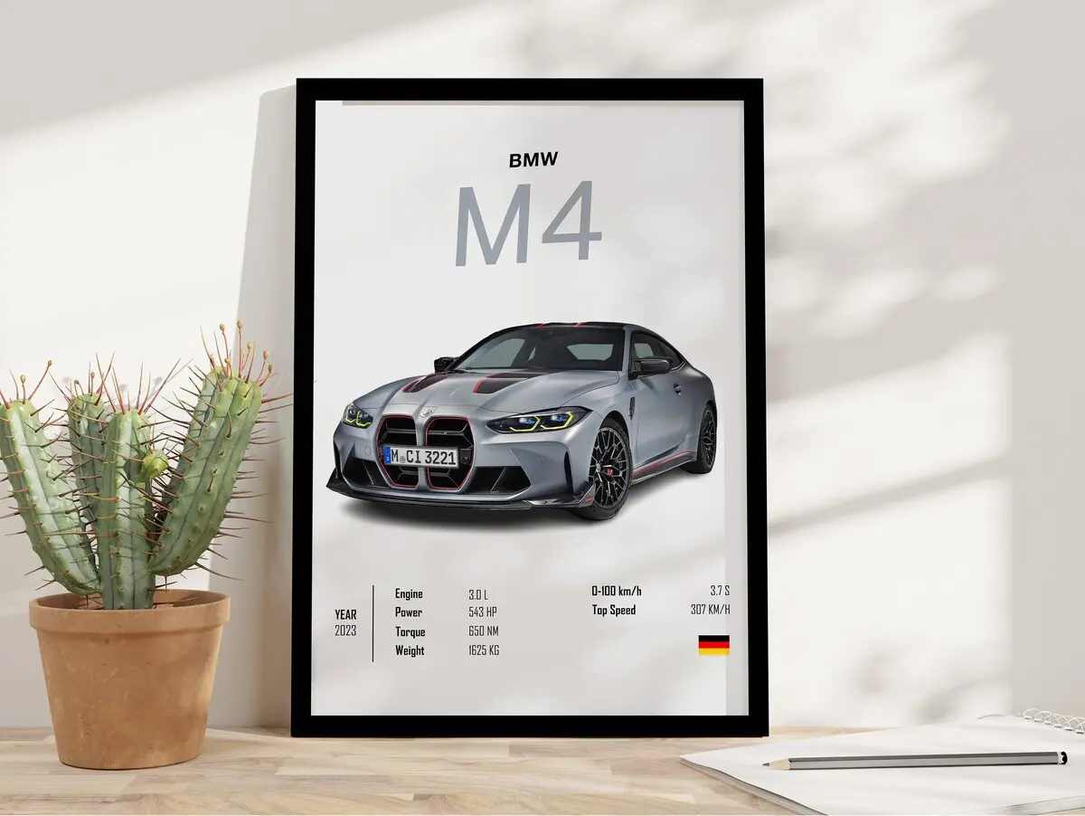 2023 BMW M4 Poster / Wall art / Office decor / Car Photography