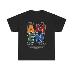 Christian Graphic Tee with Bold Faith Message – Religious Streetwear T-Shirt for Men and Women – Agree with God Move with God End with God Men's and women's T-shirts