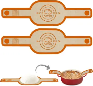 2 Pack Silicone Bread Sling for Dutch Oven - Non-Stick, Reusable Sourdough Baking Mat, Easy Transfer Liner (Orange)