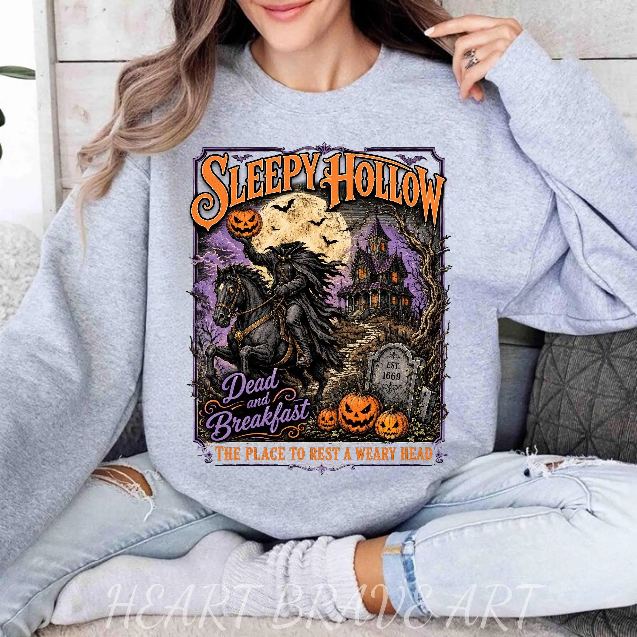 Sleepy Hollow Halloween Tee, Gothic Pumpkin Graveyard Shirt, Retro Horror Headless Horseman Sweatshirt, Sleepy Hollow Spooky Ichabod Crane