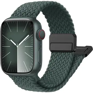 *WBA-054-LYZ Magnetic Braided Stretchy Loop - Compatible with Apple Watch Band 42mm 46mm 40mm 41mm 44mm 45mm 38mm Ultra/2 49mm Women Men,Elastic Woven Fabric Nylon Strap for iWatch Ultra Series 10 9 8 7 6 5 4 3 SE