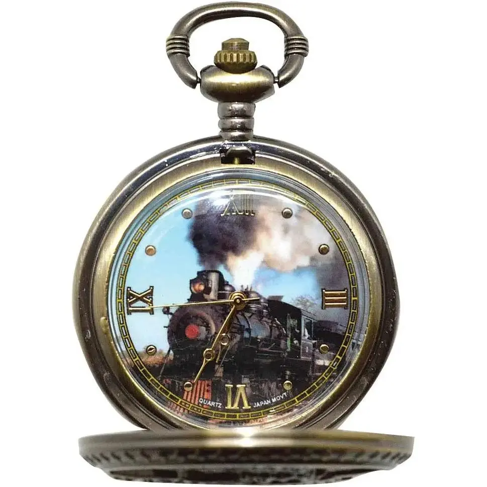 Collections Etc Train Pocket Watch P-303