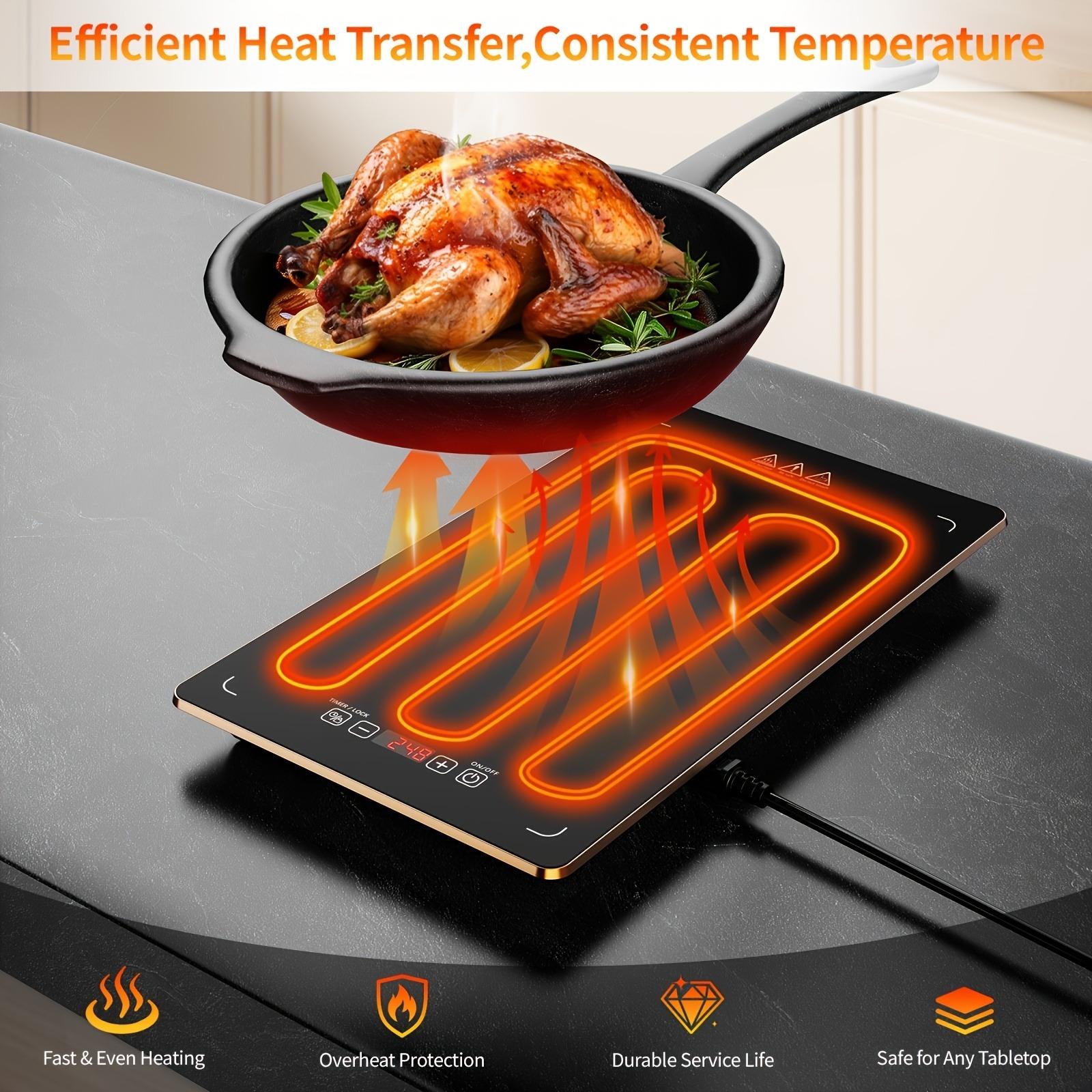 Food Warming Mat, 3/4/5-in-1 Electric Warming Tray,Heating Plate ，Ultra Thin Working Tempered Glass Panel for Keeping Food Hot, Portable Warmer for Parties Holiday Dinners