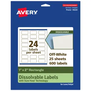 Avery Dissolvable Labels, 1" x 2" Rectangle