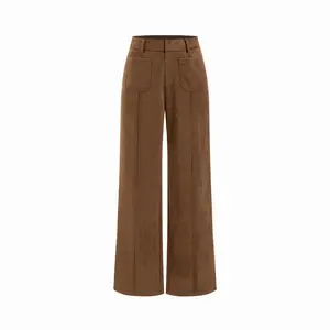 Cider Suede Mid Rise Straight Leg Trousers