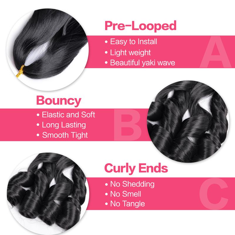 French Curl Braiding Hair 12 Inch 8 Packs Natural Black Curly Braiding Hair Pre Stretched 50g/pack Loose Wavy Crochet Hair Synthetic Hair Extensions for Black Women (12 inch,8 packs, 1B)