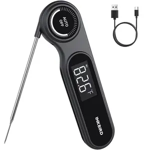 0.5 Seconds Rechargeable Instant Read Meat Thermometer for Cooking, Digital Food Thermometer with VA LCD Screen -58.0℉~572℉ Waterproof Kitchen Thermometer with Magnet, Candy Grill BBQ Frying