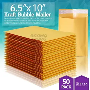 50 #0 6x10 (6x9) Kraft Bubble Padded Envelopes Mailers Shipping Bag