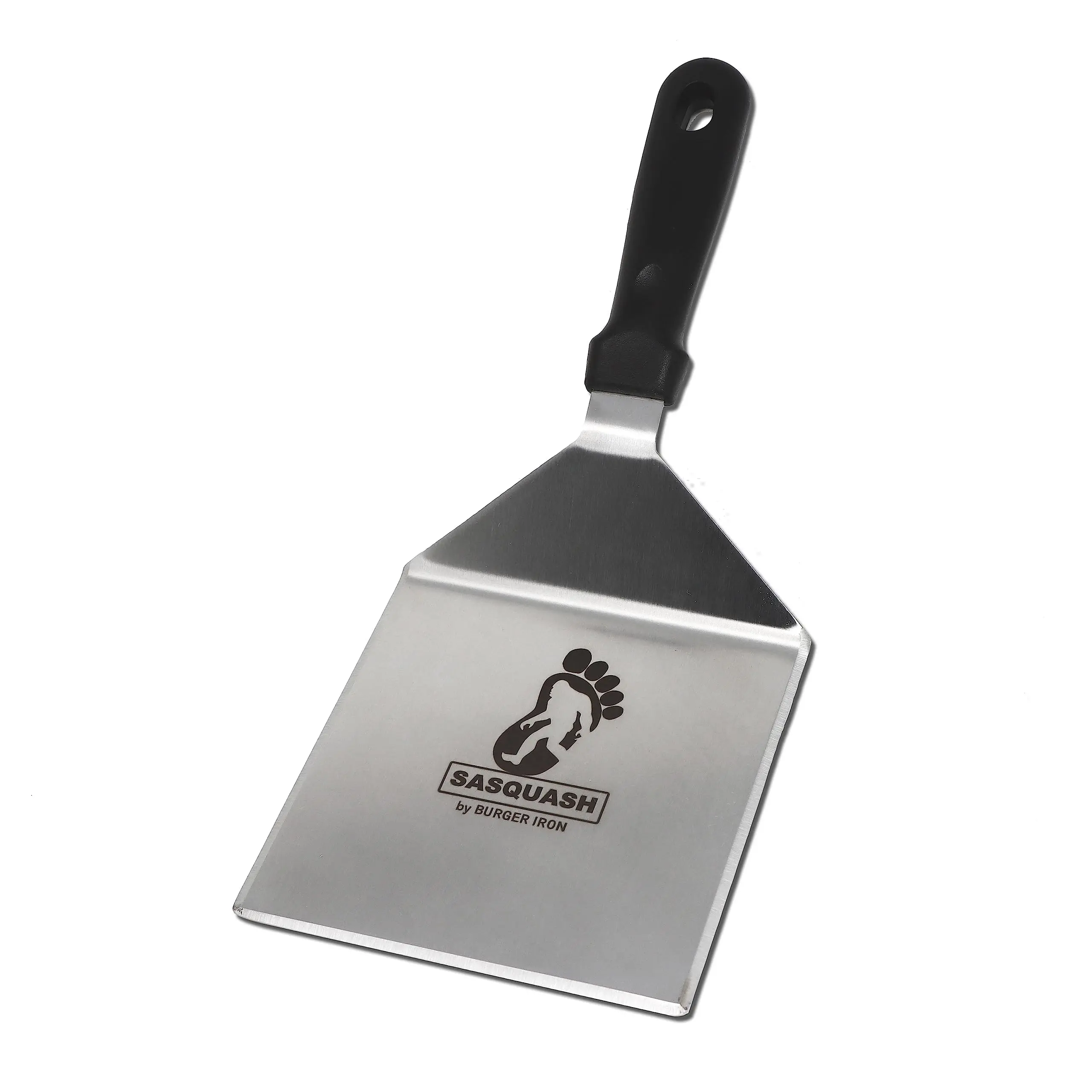 The Sasquash 'Mammoth' Smash Burger Spatula - Professional Grade Extra Wide Hamburger Turner - Heavy Duty 6 x 5.5 Inch, One Pound Knife Grade Stainless Steel, Blackstone BBQ Griddle and Grill Tool