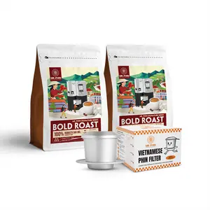 Bold Roast – Robusta Coffee Ground with Vienamese Phin Filter (1.1 lb/2 Pack)