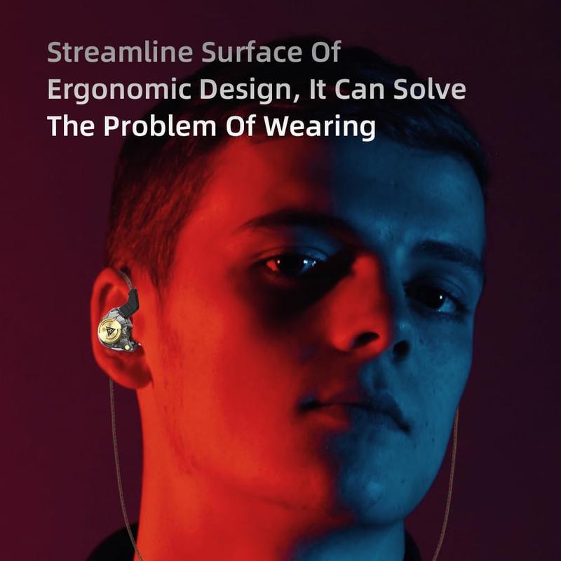 Wired Gaming Headphones IEM Earphones with 1DD，QKZ in Ear Monitor, HiFi Earbuds, Bass Sound with New 11mm Dynamic Driver for Video Music Gaming