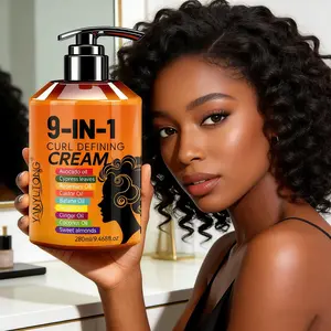 280ml 9-in-1 Curly Hair Styling Cream with argan oil for moisture, Frizz Control. Smooth & hold with long-lasting elasticity, anti-frizz & non-greasy, perfect for waves, coils, twists and dreadlocks. Curly Hair Product Curly Haircare