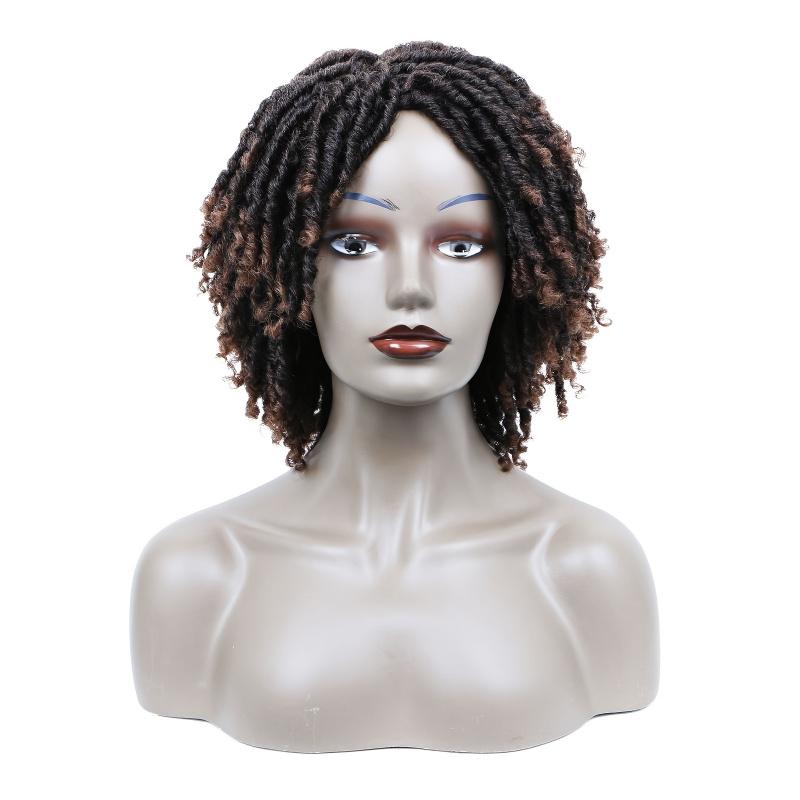 Dreadlock Wig Short Twist Wigs For Women Afro BlacCurly Synthetic Wig Faux Locs Braided Crochet Synthetic Hair Wig For Women
