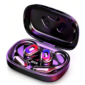Open Ear Earbuds – Open Ear Headphones Support 158 languages No Subscription, Earbuds Wireless Bluetooth5.4 With Safety Light, Sweat & Water-Resistant Earphones, Running Headphones with Ultra-Lightweight Design, 40Hours Battery Life (Black)