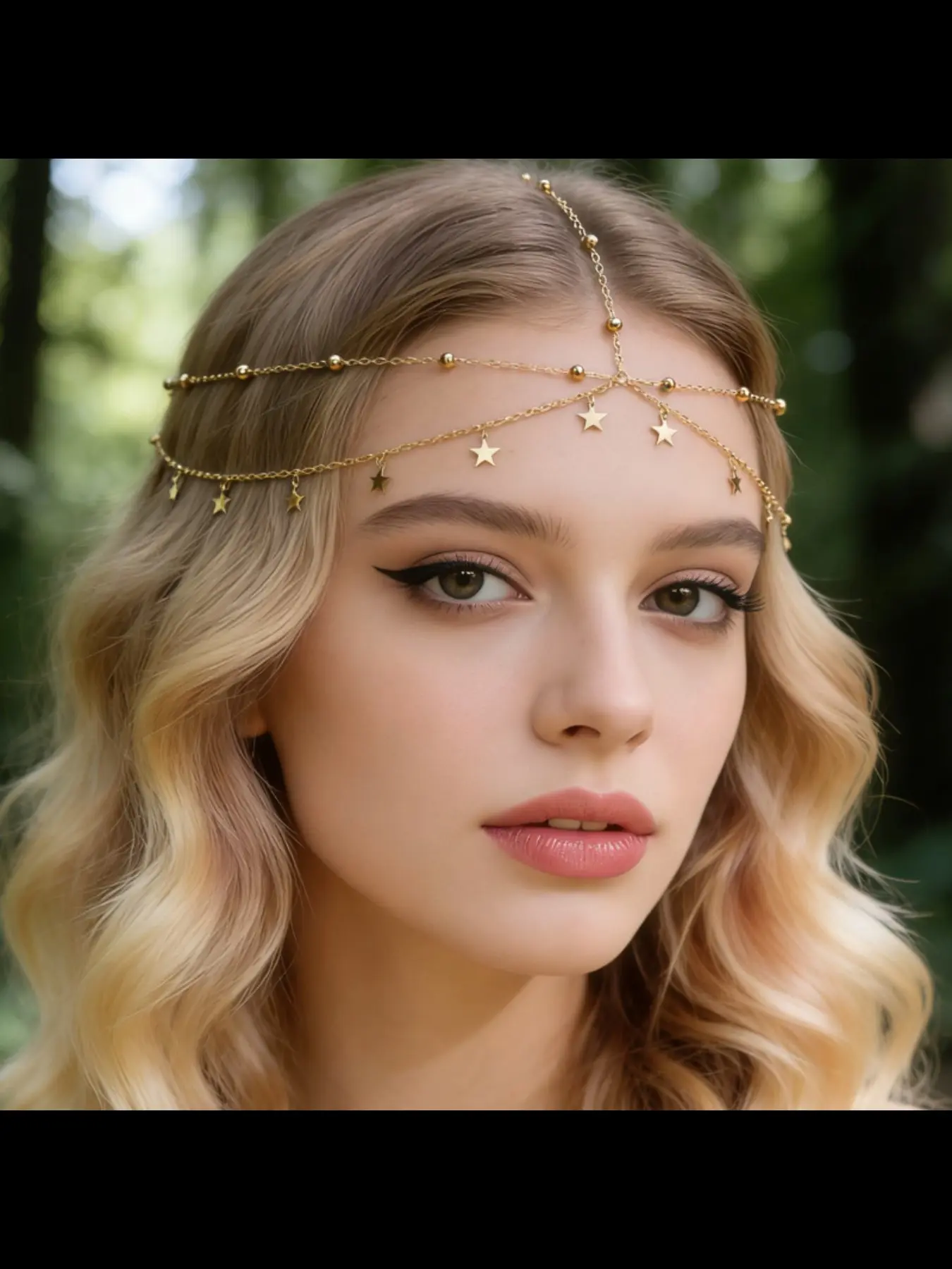 Boho Style Star Fringe Hair Accessory, Ethnic Wedding Dress Jewelry, Multi-Layer Forehead Chain Hair Clip, Jewellery