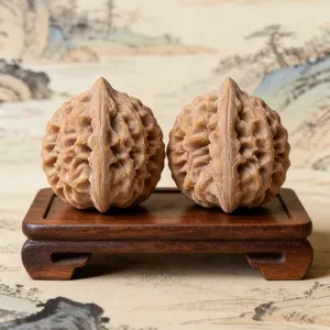 Niche Rare Ginkgo Walnut Massage Hand Balls – Unmodified Raw Form, High Oil Density, Collector’s Grade Baoding Balls for Hand Therapy