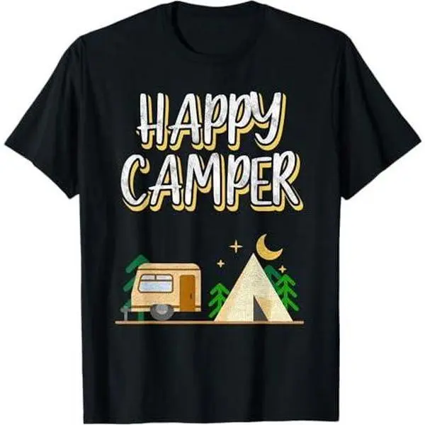 Happy Camper Camping T-shirt - Outdoors Camping Tent Tee