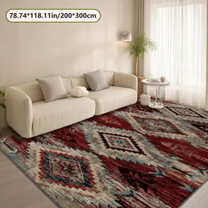 Velvet Soft Comfortable Home Rug, Vintage Ethnic Print Design, Ideal for Hallway Living Room Bedroom Door Mat Indoor Outdoor Holiday Decor