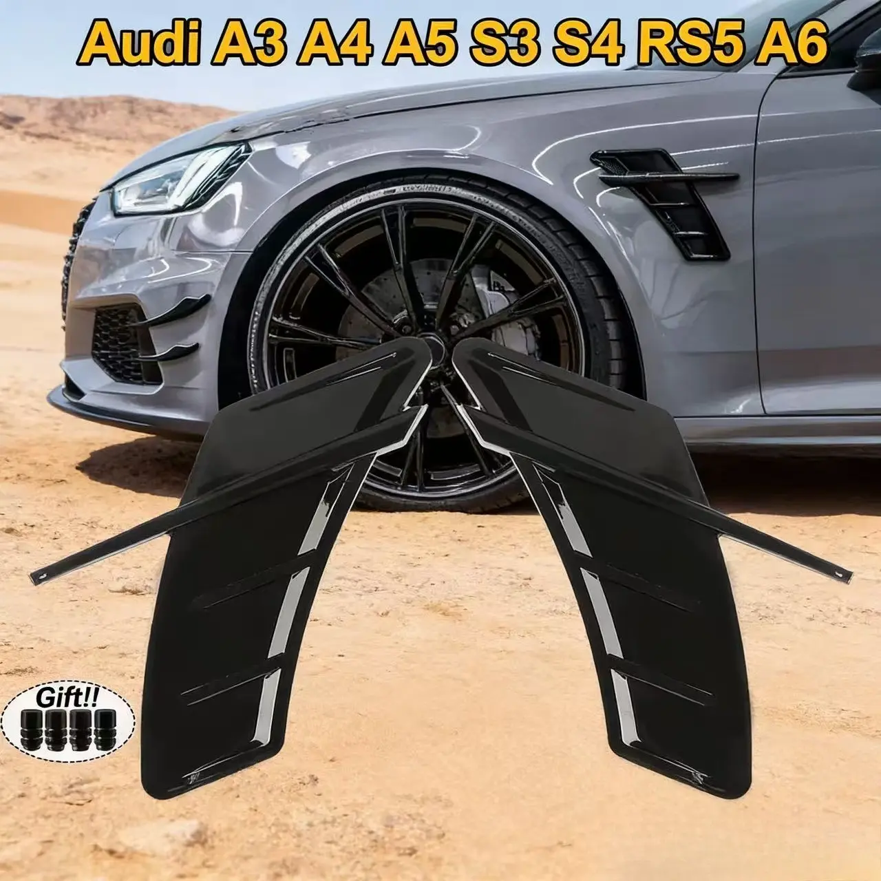 Audi A3 A4 A5 A6 A7 Side Skirt Vent Decor, Stylish Car Exterior Accessories, Automotive Decorative Accessories, Enhance Vehicle Appearance and Aerodynamics, Car Decoration, Car Ornament, Automotive Vehicle Accessory