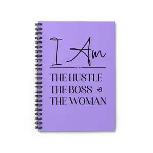 Boss Woman Purple Spiral Notebook 90gsm Ruled Lines Metal Binding Document Pocket 118 Pages Chic Office Supplies Gift for Her Daily Planner Motivational Journal Entrepreneur Notebook