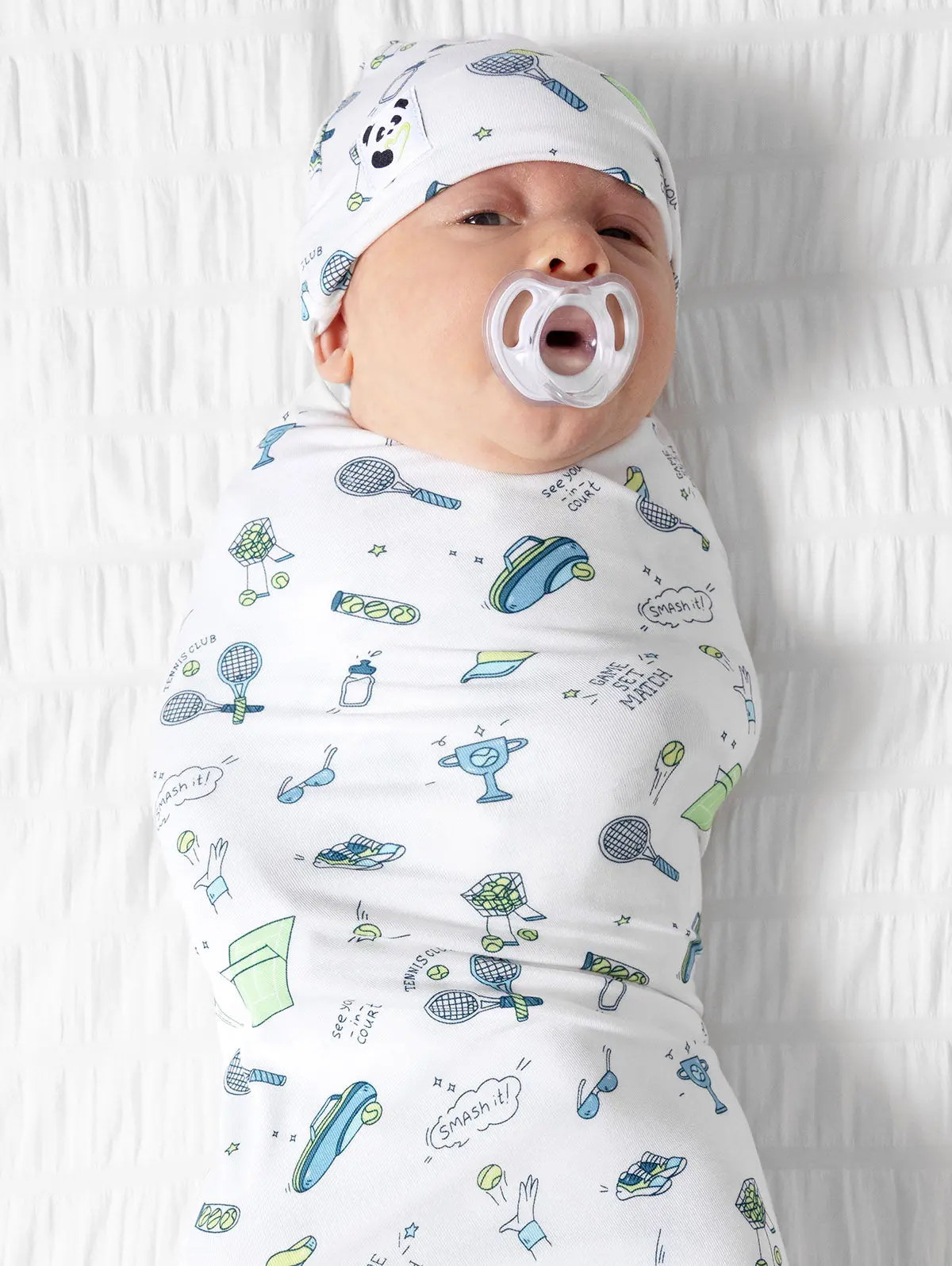 Tennis Bamboo Swaddle & Beanie Set Tennis Bamboo Swaddle & Beanie Set