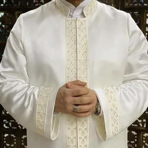 Lux Muslim Prayer Robe - Elegant Design for Worship and Prayer - Ideal for Muslim Prayer and Worship eid  outfits Men's Contrast Binding Kaftan