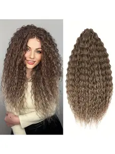 Ariel Black And White Crochet Hair, Synthetic Wavy Curly, Flame Retardant Imported Japanese Silk, Raw Material, Light And Non-knotted, Smooth And Soft, Easy To Wear, Easier To Combine With Hair 22 Inches/55cm 95g With Packaging