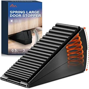 Upgrade  Spring Large Door Stoppers - Heavy Duty Door Stopper Wedge, 3 in Tall Door Stoppers for Bottom of Doors, Rubber Door Stop for Extra  Grip Metal Doorstop Suits Any Heavy Door