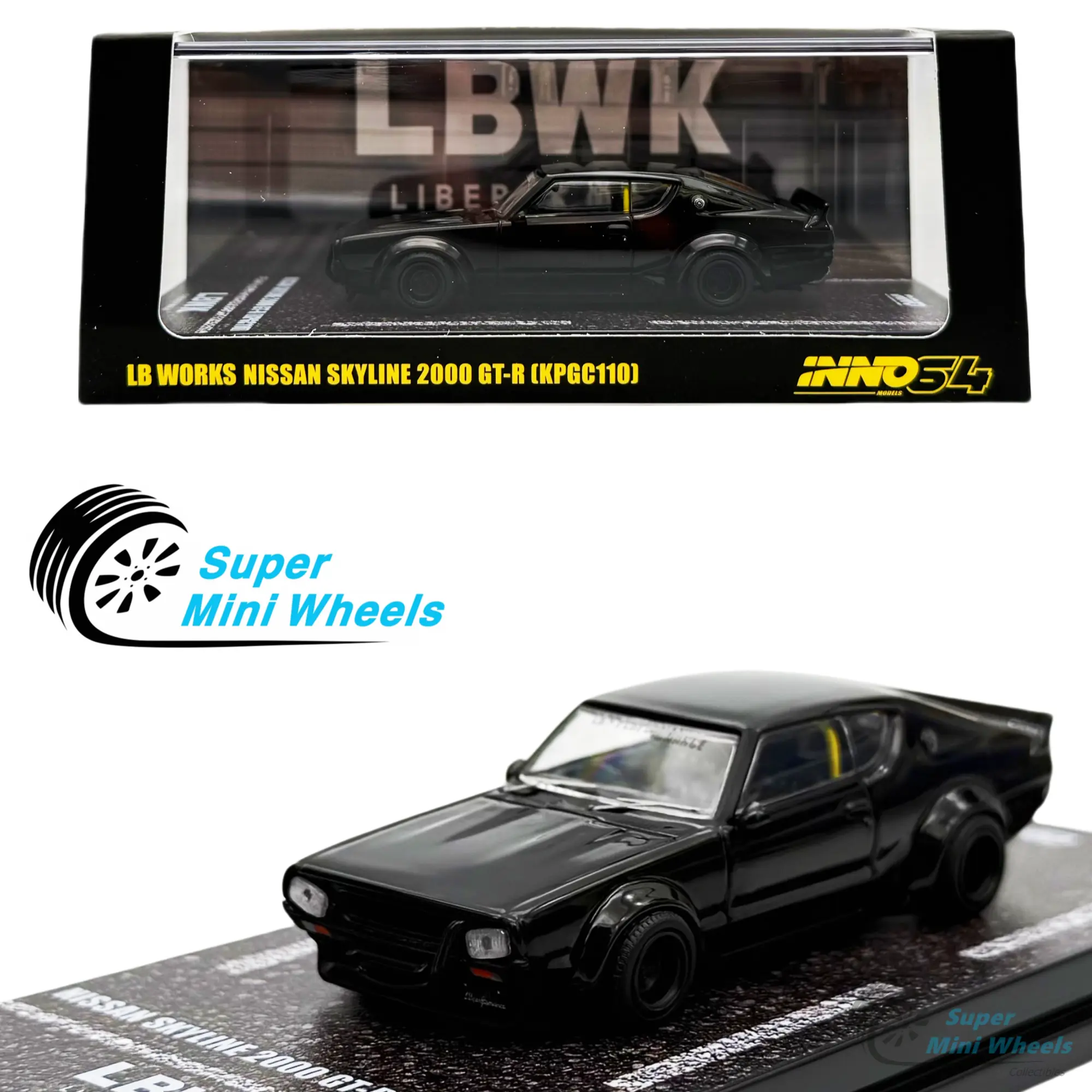 INNO64 1:64 LBWK Nissan 2000 GT-R KPGC110 "KENMERI" Black
